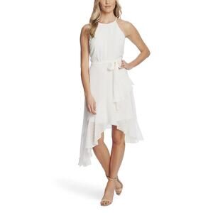 NEW CeCe Textured Cascading Ruffle Asymmetrical Hem Ferriday Dress Size 12